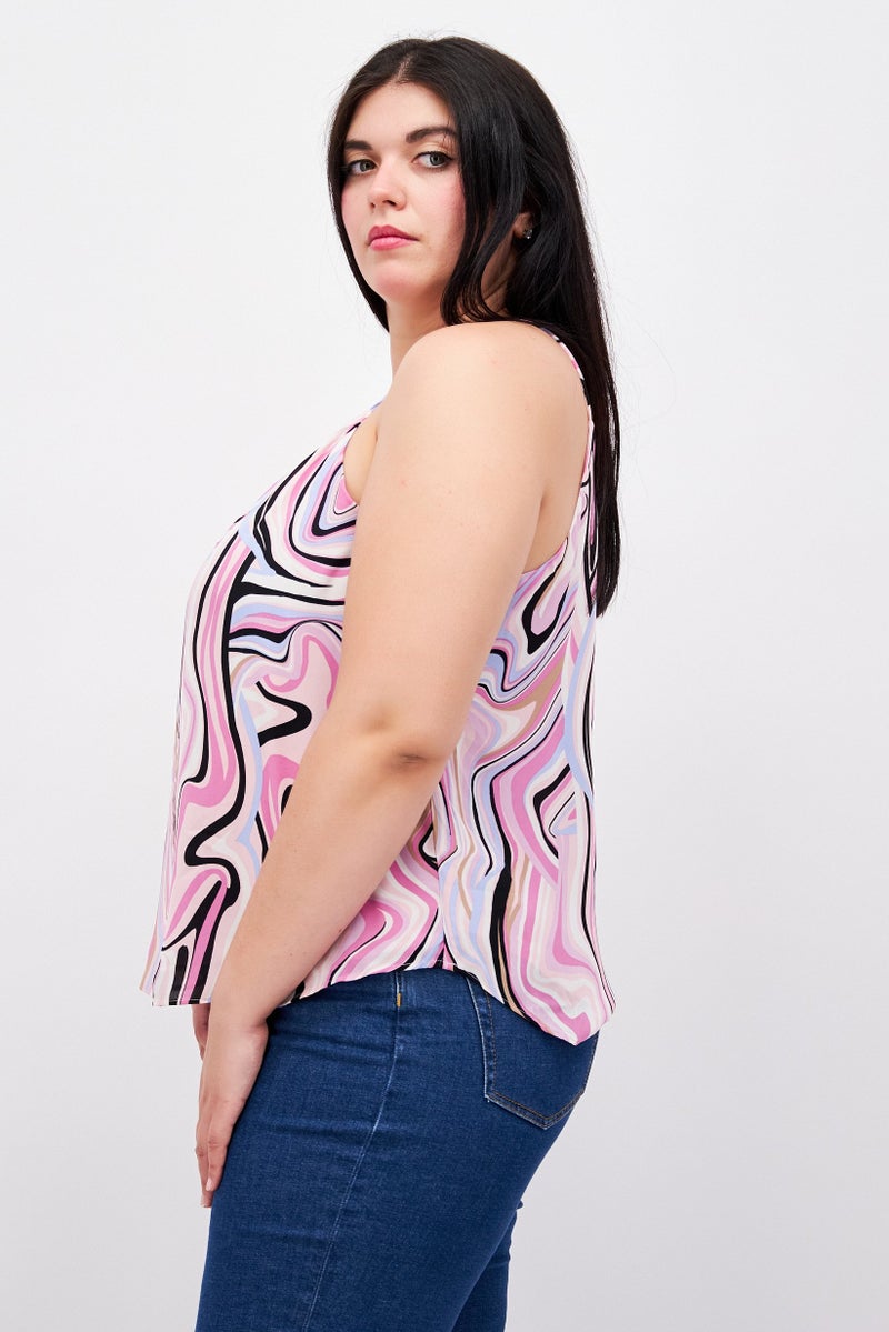 Bar III Women Scoop Neck Sleeveless Abstract Top, Multicolor - Image 2