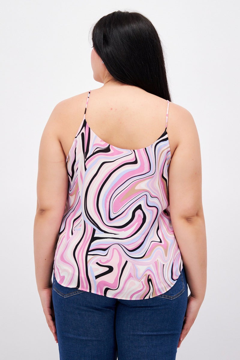 Bar III Women Scoop Neck Sleeveless Abstract Top, Multicolor - Image 3