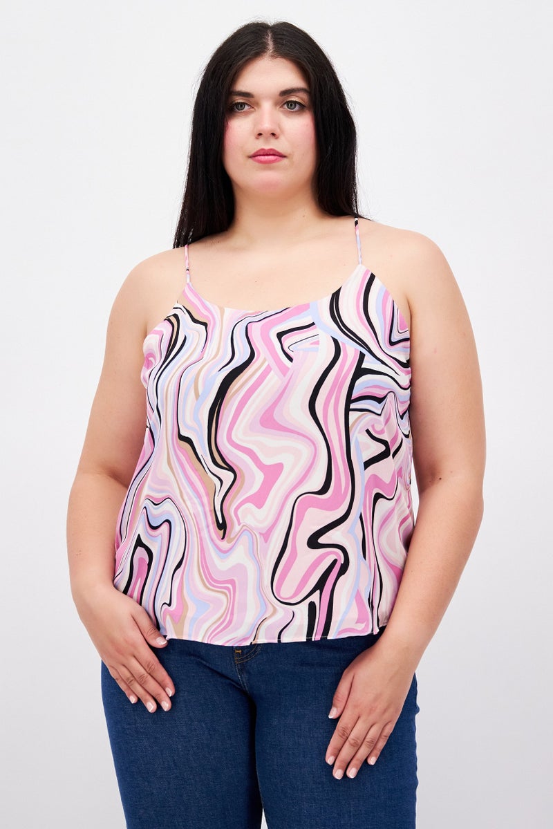 Bar III Women Scoop Neck Sleeveless Abstract Top, Multicolor - Image 1
