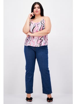 Bar III Women Scoop Neck Sleeveless Abstract Top, Pink Combo  - Image 4