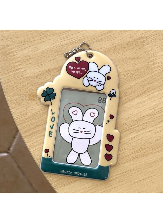 NIBEMINENT 1 - Piece Cute Cartoon Animals Kpop Photo Card Holder Pendant Key Chain ID Badge Holder ID Card Holder Photo Card Protector for School ID Office ID Access Card for Women Girls - Image 1