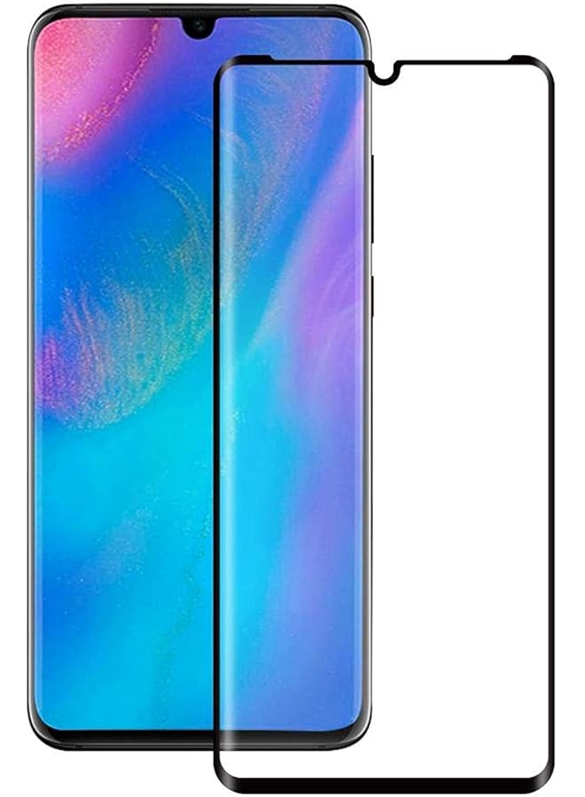 جلاس واقي شاشة كامل مقوى بإطار أسود لهاتف Huawei P30 Pro - Image 1