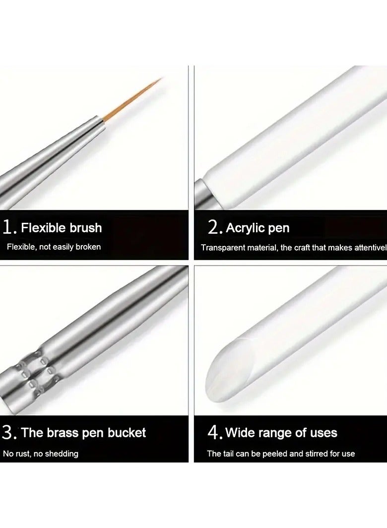 Goolsky Nail Liner Brushes For Manicure Pedicure, Nail Brush Pen, Acrylic Powder Dipping Pen, Nail Painting Drawing Pen - Image 4