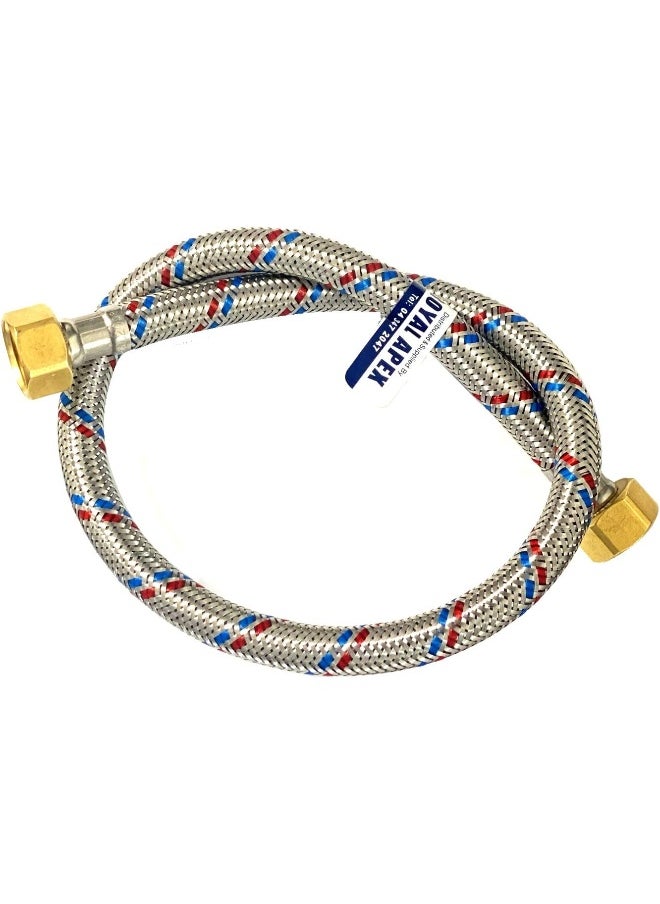 Royal Apex 2 Pcs Stainless Steel Flexible Hose Pipe Ss Mesh Braided With 1/2 To 1/2 Inch Brass Female Threaded Nut Water Heater Hose 12090604530Cm 90Cm 1/2" To 1/2"  - Image 3