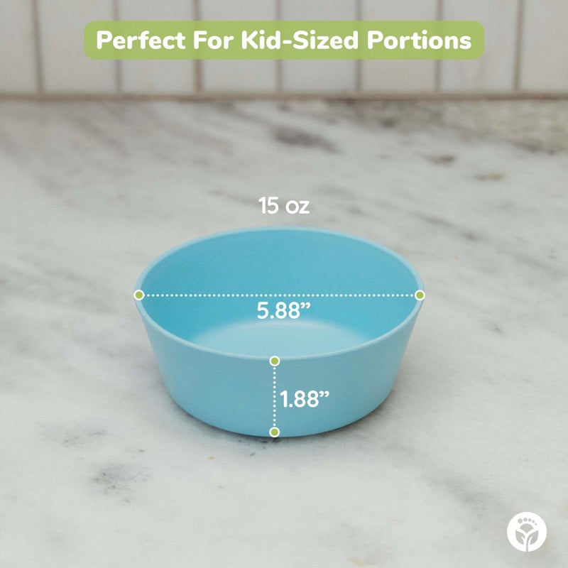 WeeSprout Bamboo Kids Bowls with Lids  Set of Four 10 oz Kid-Sized Dinnerware  Cereal  Leftovers & Snack Bowl  Dishwasher Safe (Blue  Green  Gray  & Beige) - Image 2