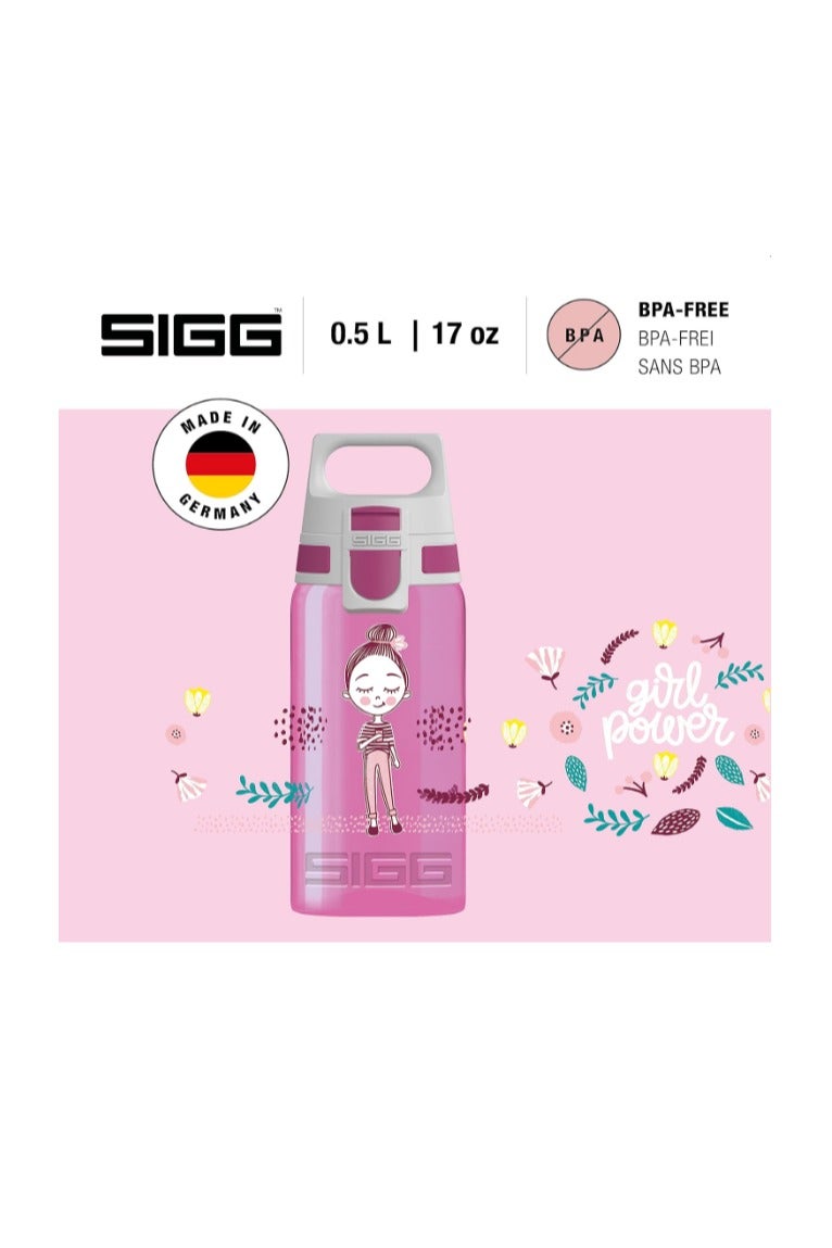 SIGG Viva One Girls Way 0.5L Kids Water Bottle – Pink – Leakproof, Reusable & BPA-Free Drink Bottle with One-Hand Cap – Lightweight & Toxic-Free – Ideal for School, Sport & Outdoor Use - Image 2