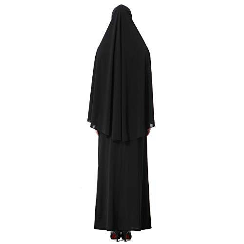 XINFU Muslim Islamic Women's khimar 2pcs Sets Soft Distinctive Prayer Dress Hijab Abaya Suit - Black, Small - Image 5