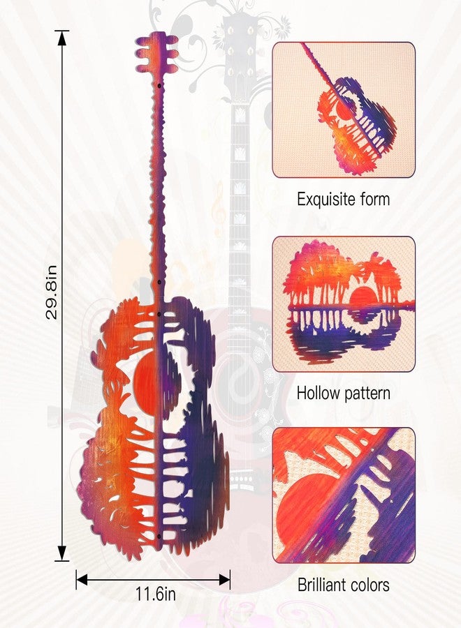 KOYILTD Rustic Metal Wall Decor Music Is What Feelings Sound Like Guitar Pick Wall Sculpture Guitar Wall Art Metal Guitar Wall Decor Gifts for Music Lovers (Abstract) - Image 3