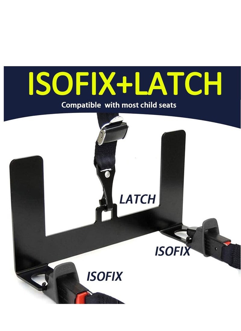 Excefore - Car Universal Child Seat Restraint Anchor Mounting Kit Fixing for ISOFIX Belt Connector Bracket Latch (1 Pair, Black) - Image 1