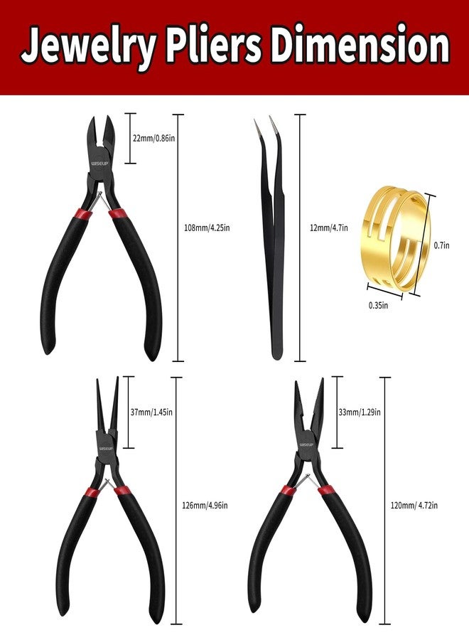 WISEUP 3 Pcs Jewelry Pliers Set - Needle/Chain Nose, Round Nose and Wire Cutters for Jewelry DIY Craft，Repair & Wire Wrapping - Image 2