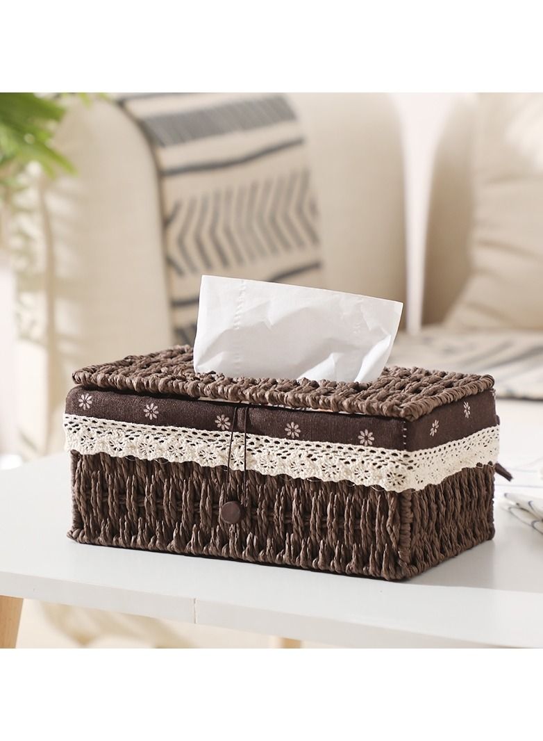 LINGWEI Tissue Case Hand Woven Tissue Case Napkin Dispenser Tissue Box Cover Facial Tissue Holder For Home Living room Bedroom Car Table Decoration - Image 1