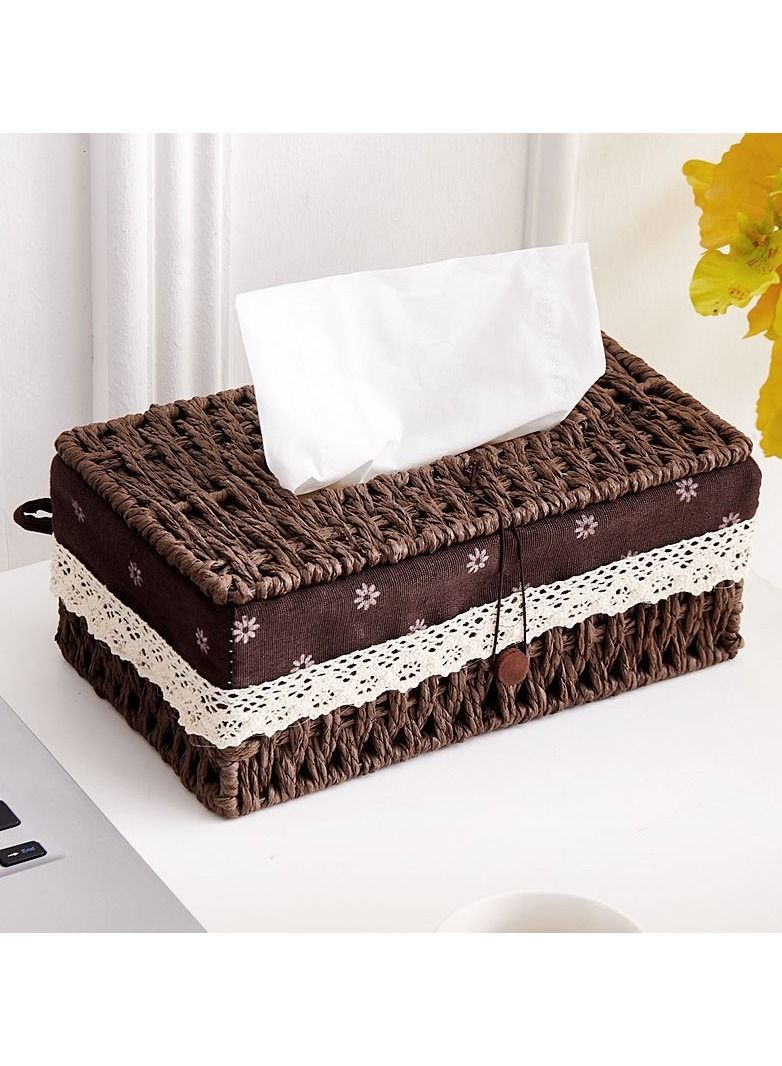 LINGWEI Tissue Case Hand Woven Tissue Case Napkin Dispenser Tissue Box Cover Facial Tissue Holder For Home Living room Bedroom Car Table Decoration - Image 2
