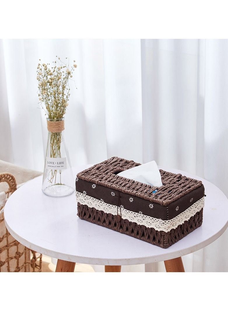 LINGWEI Tissue Case Hand Woven Tissue Case Napkin Dispenser Tissue Box Cover Facial Tissue Holder For Home Living room Bedroom Car Table Decoration - Image 4