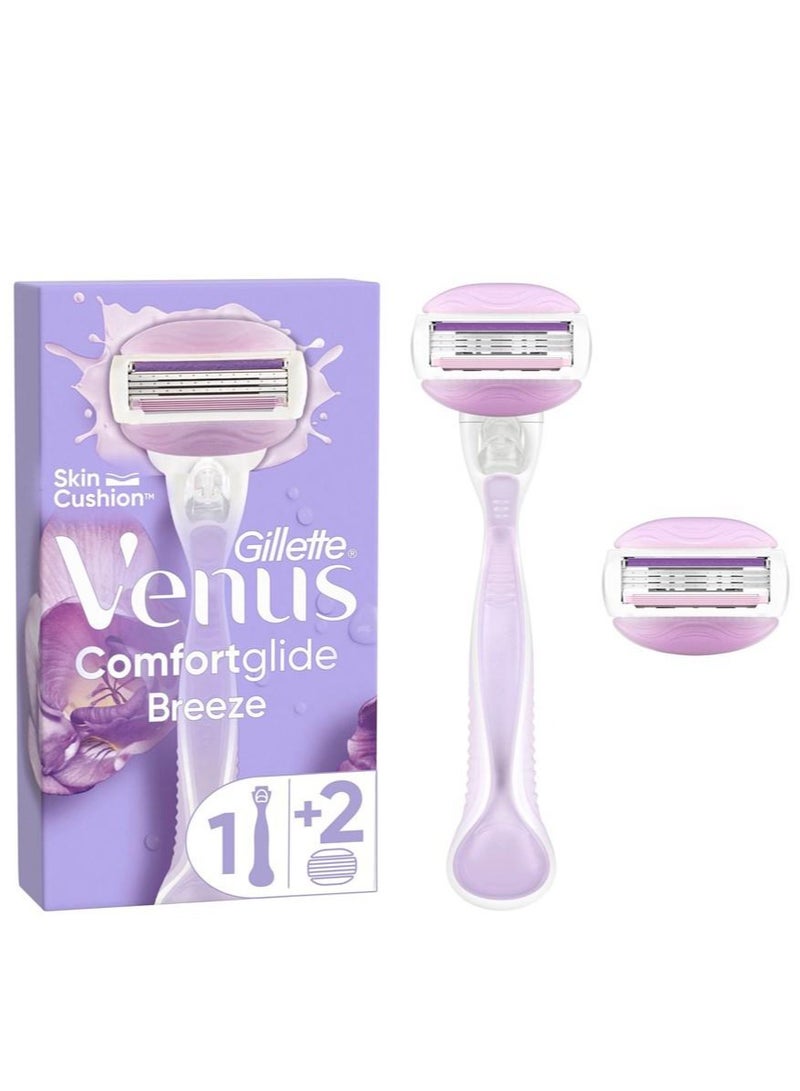 جيليت فينوس كومفورت غلايد بريز ماكينة حلاقة مع ثلاث شفرات قطع لبشرة ناعمة حلاقة النساء