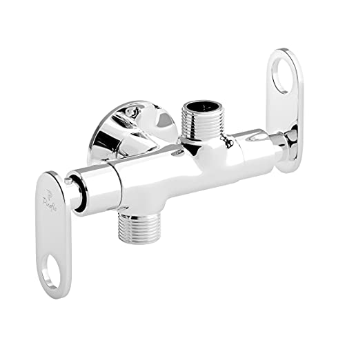 Pixaflo Curio Brass 2-in-1 Angle Valve with Wall Flange | Chrome Finish (Pack of 1) - Image 1
