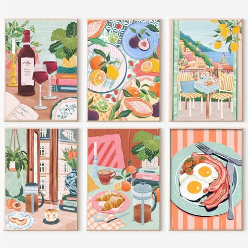 cupmod 6 Packs Paint by Numbers Kit for Adults,Coffee DIY Acrylic Oil Painting Paint by Numbers Kits on Canvas,Adults Paint by Numbers Kits Drawing Paintwork for Home Decor 9.8x13.8inch - Image 1