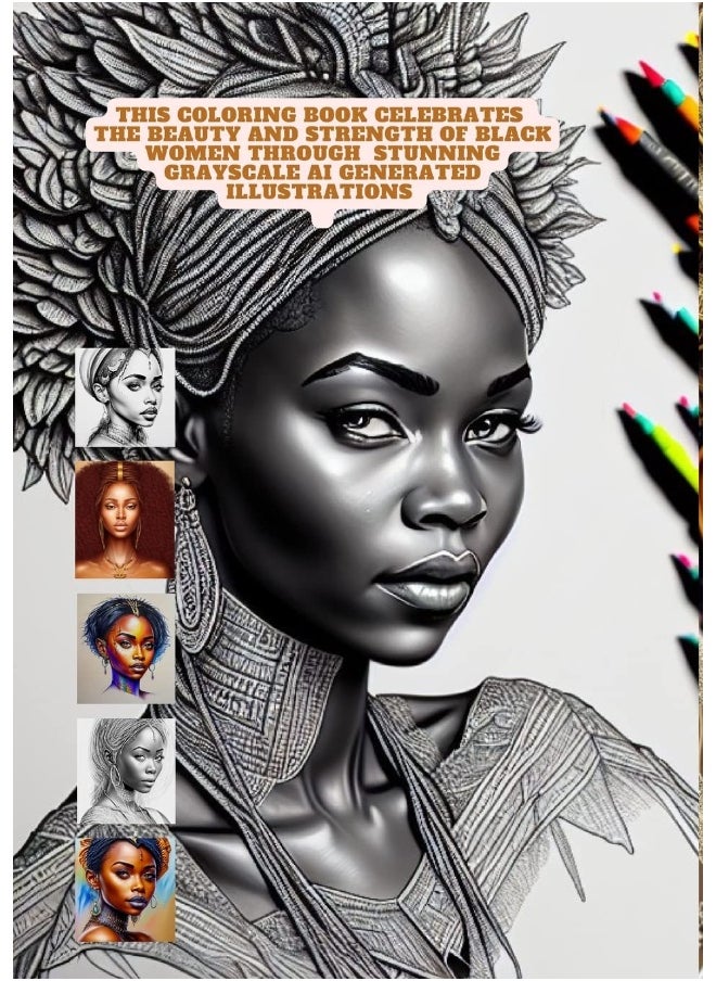 Shades of Beauty: Coloring Book of Lifelike AI-Generated Beautiful African Women  - Image 2