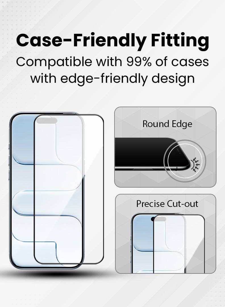 Case Up حماية شاشة لجهاز آبل آيفون 17 إير 6.5 بوصة زجاج مقسى بصلابة 9H، تركيب سهل خالي من الفقاعات، تغطية كاملة، مقاوم للخدوش وحساس للمس - Image 5