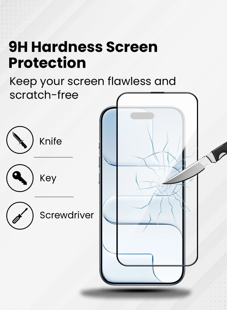 Case Up حماية شاشة لجهاز آبل آيفون 17 إير 6.5 بوصة زجاج مقسى بصلابة 9H، تركيب سهل خالي من الفقاعات، تغطية كاملة، مقاوم للخدوش وحساس للمس - Image 3