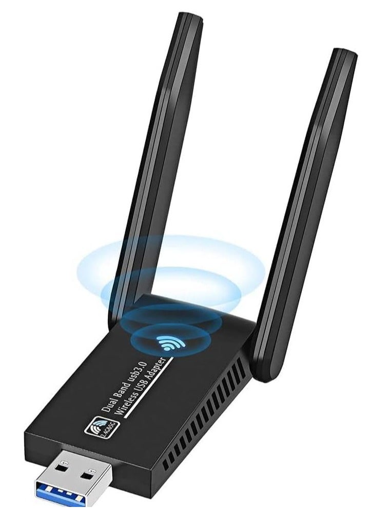 TRASSLE USB WiFi Bluetooth Adapter, AC1300 Mbps Dual Band 2.4G/5.8Ghz Wi-Fi Antenna Bluetooth 5.0 Adapter USB 3.0 Network Antenna for PC/Desktop/Tablet/Laptop Windows 10/8/7/Vista/XP Mac  - Image 1