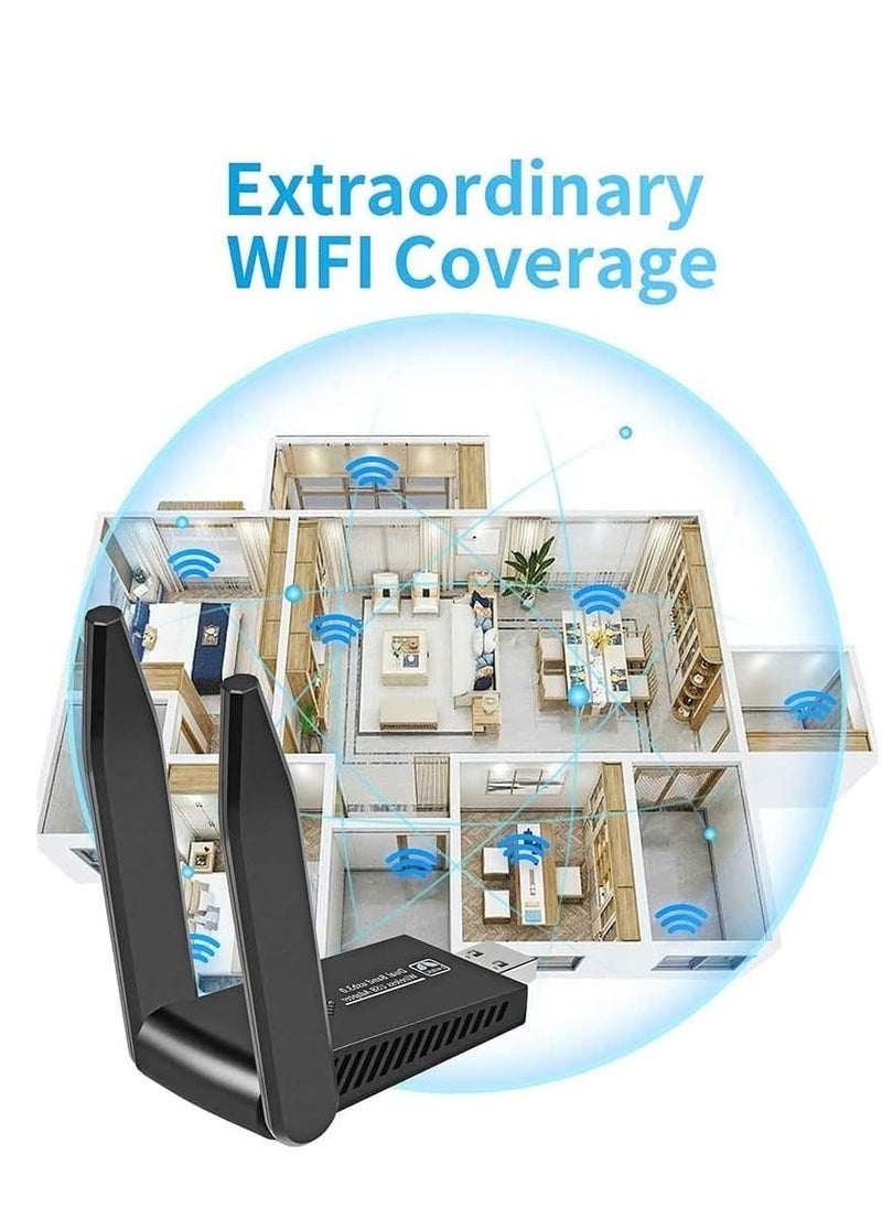 TRASSLE USB WiFi Bluetooth Adapter, AC1300 Mbps Dual Band 2.4G/5.8Ghz Wi-Fi Antenna Bluetooth 5.0 Adapter USB 3.0 Network Antenna for PC/Desktop/Tablet/Laptop Windows 10/8/7/Vista/XP Mac  - Image 5
