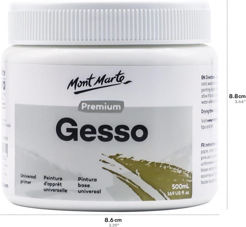 Mont Marte Premium Gesso, 500ml - Universal Primer for Acrylic and Oil Painting - Image 4