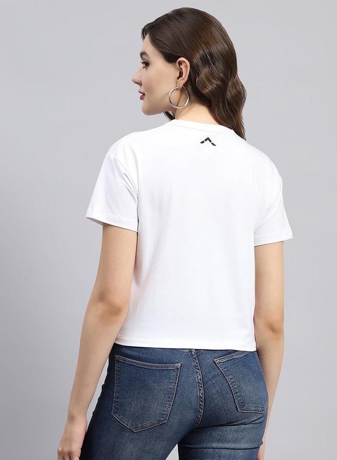 Rock.it Women White Graphic Printed Round Neck Top  - Image 4