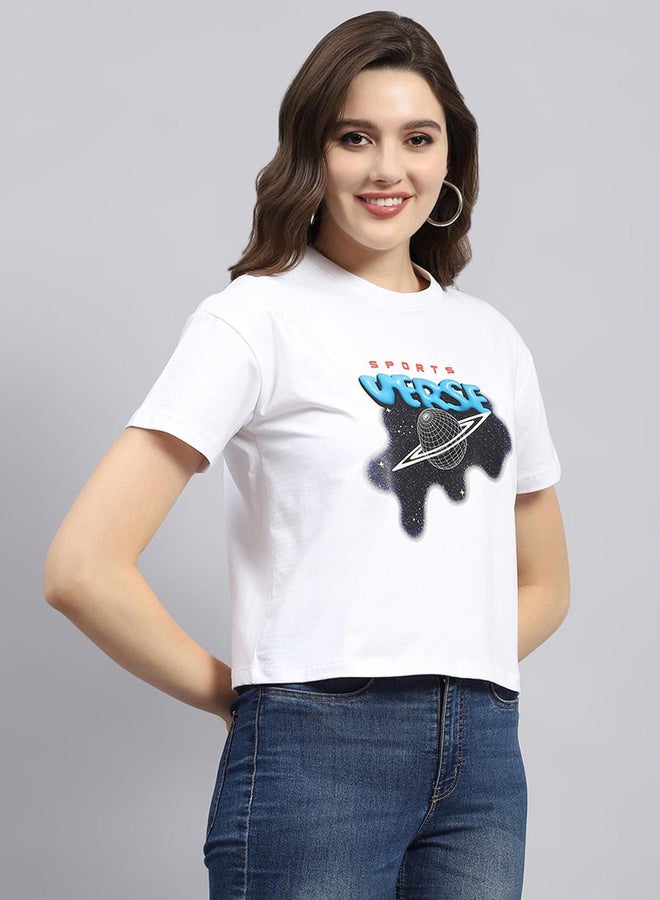 Rock.it Women White Graphic Printed Round Neck Top  - Image 3