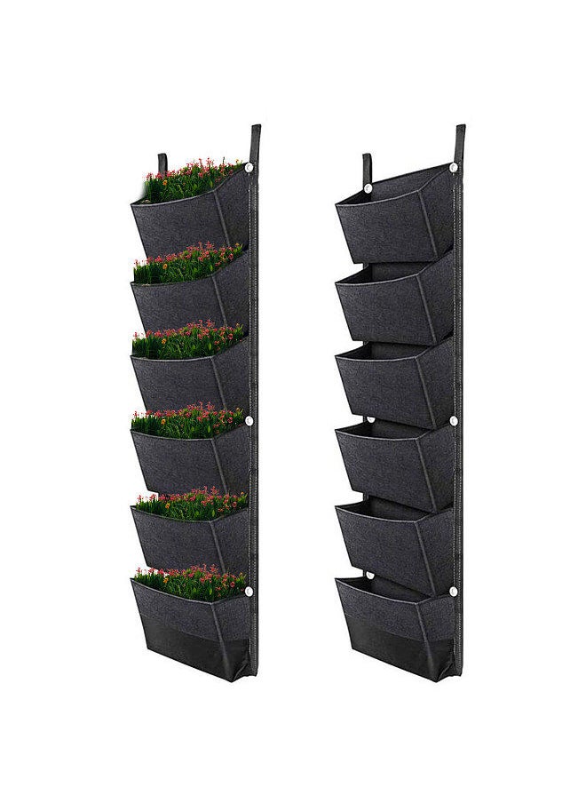 Generic Hanging Planting Bags with 6 Pockets Vertical Gardening Flower Pots Planter Hanging Wall Garden Planting Bags Breathable Wall Planter Growing Bags 42 x 12 Inch  - Image 2