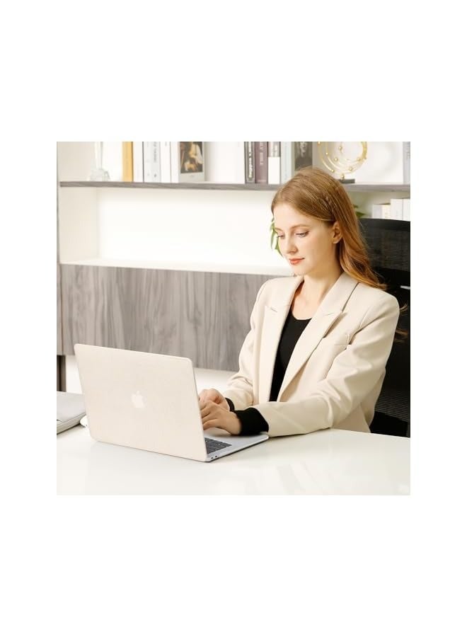 Mosiso Compatible with MacBook Air 13 inch Case 2022-2018 Release A2337 M1 A2179 A1932 Touch ID, Anti-Fingerprint Square Grid PU Leather Coated Plastic Hard Shell Case & Keyboard Cover, Beige - Image 4