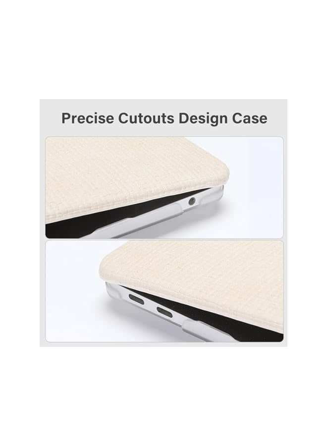 Mosiso Compatible with MacBook Air 13 inch Case 2022-2018 Release A2337 M1 A2179 A1932 Touch ID, Anti-Fingerprint Square Grid PU Leather Coated Plastic Hard Shell Case & Keyboard Cover, Beige - Image 2