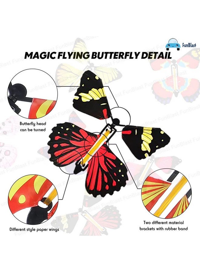 FunBlast Flying Butterfly Toy, Magic Wind up Butterflies Toys, Colourful Butterflies Toys for Boys/Girls, Plastic Flying Butterflies for Kids, Fairy Toys for Girls/Boys- Multicolour (Pack of 12) - Image 3