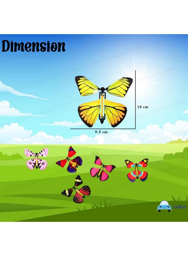 FunBlast Flying Butterfly Toy, Magic Wind up Butterflies Toys, Colourful Butterflies Toys for Boys/Girls, Plastic Flying Butterflies for Kids, Fairy Toys for Girls/Boys- Multicolour (Pack of 12) - Image 1