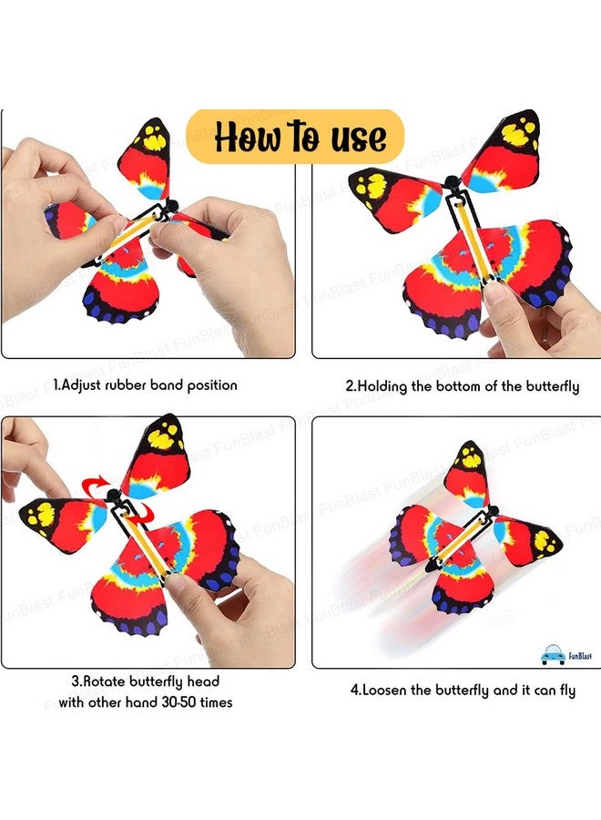 FunBlast Flying Butterfly Toy, Magic Wind up Butterflies Toys, Colourful Butterflies Toys for Boys/Girls, Plastic Flying Butterflies for Kids, Fairy Toys for Girls/Boys- Multicolour (Pack of 12) - Image 4