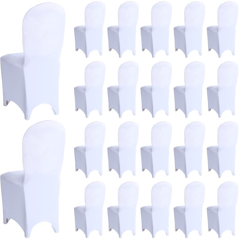 Macarrie 60 Pcs Chair Covers Wedding Seat Slipcovers Polyester Spandex Folding Chair Covers for Wedding Banquet Party Celebration Event Dining Room Living RoomWhite