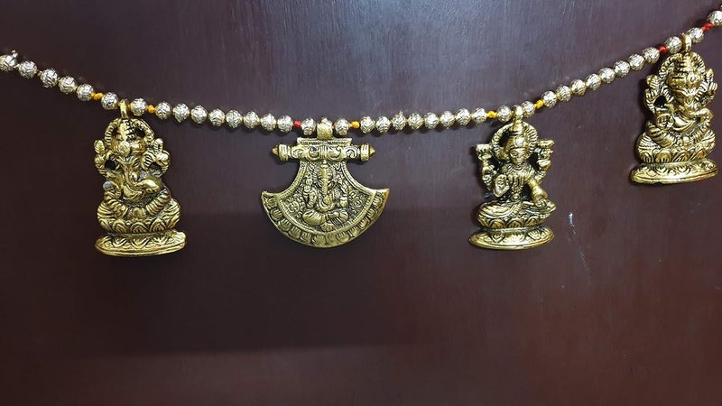 pranjals house pranjals house Handicraft Metal Door Hanging Toran Bandarwal for Home Decoration/Lakshmi Ganesha Toran Mandir Temple - Image 4