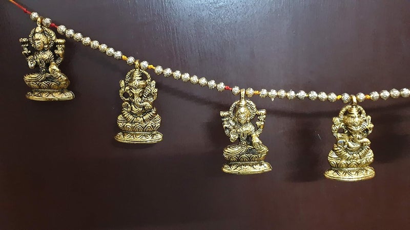 pranjals house pranjals house Handicraft Metal Door Hanging Toran Bandarwal for Home Decoration/Lakshmi Ganesha Toran Mandir Temple - Image 3