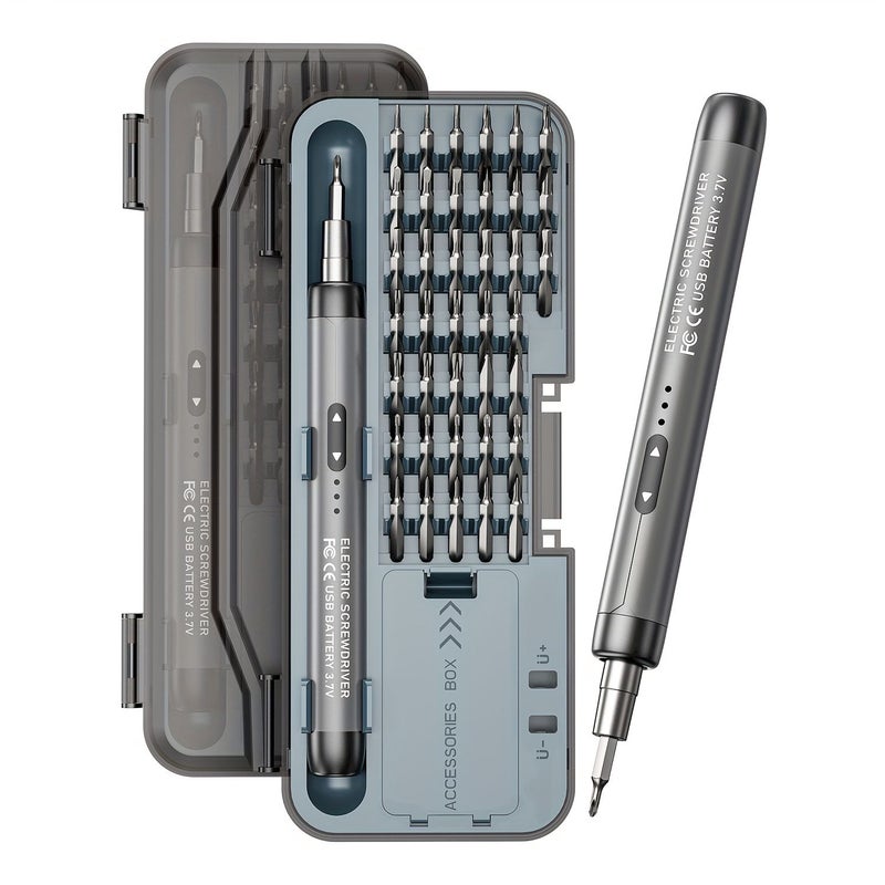 Red Electric Screwdriver Set, 46-In-1 Multifunctional Portable Tool Kit, Quiet Durable Rechargeable with High Torque for Home Use - Image 2