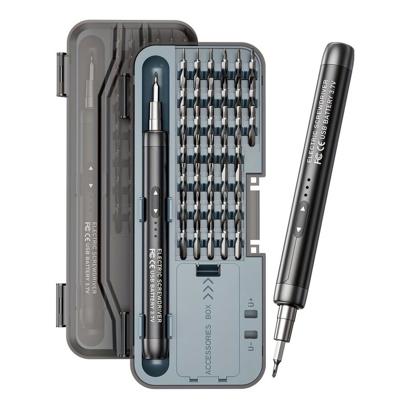 Red Electric Screwdriver Set, 46-In-1 Multifunctional Portable Tool Kit, Quiet Durable Rechargeable with High Torque for Home Use - Image 5