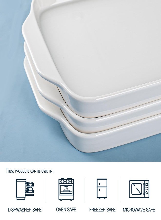Dizada Large Serving Platter with Handles 16"x9" - White Porcelain Serving Trays Set of 3, Rectangular Platters for Entertaining, Party, Appetizer, Charcuterie - Image 4
