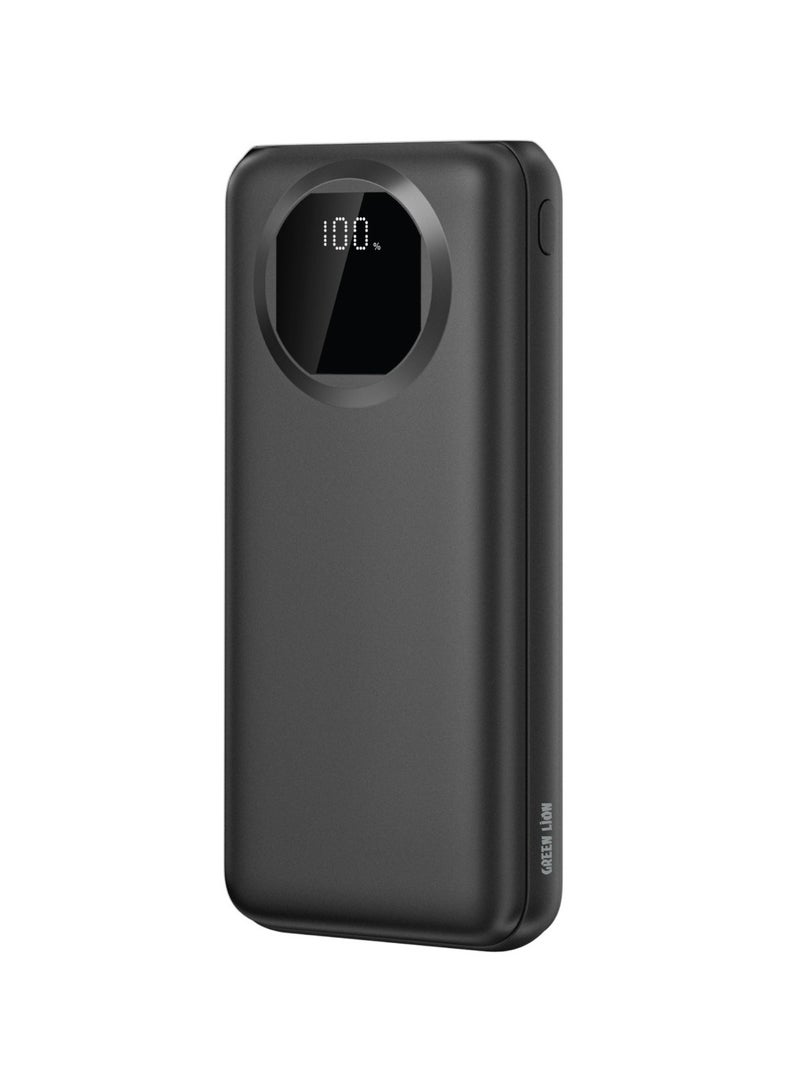 GREEN LION Nairo Slim Power Bank 20000mAh with 2 USB-A Port and USB-C Input and Digital Display / Fast Charger Powerbank 20000 mAh / Charging Protection - Black - Image 1