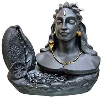 Rolimoli Adiyogi Dhyana Mudra Idol Fountain with 20 Smoke Backflow Cones Statue, Matte Black, for Worship. Decorative Showpiece Adishiva Smoke Fountain - Image 3