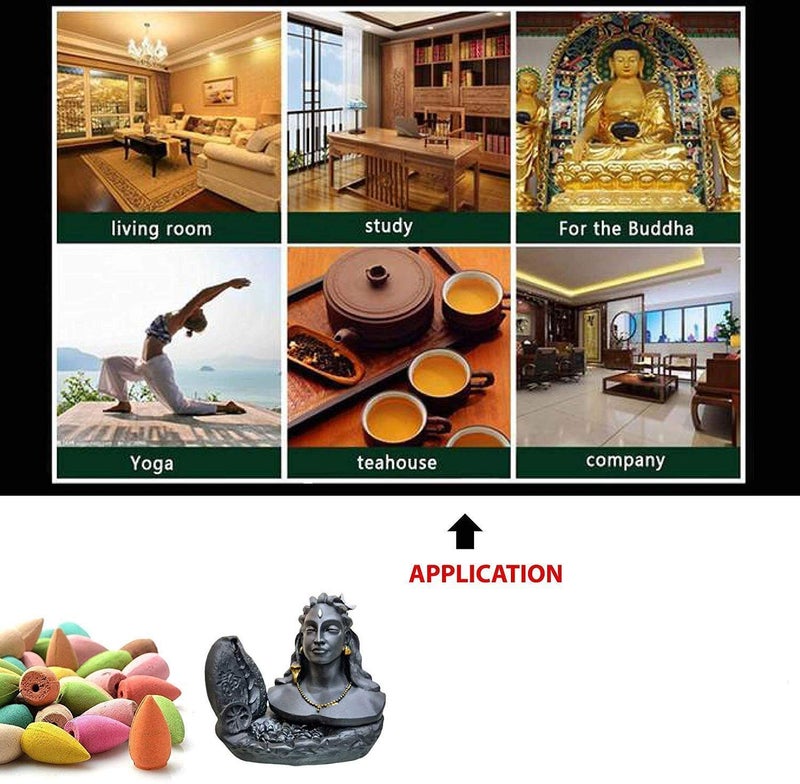 Rolimoli Adiyogi Dhyana Mudra Idol Fountain with 20 Smoke Backflow Cones Statue, Matte Black, for Worship. Decorative Showpiece Adishiva Smoke Fountain - Image 5
