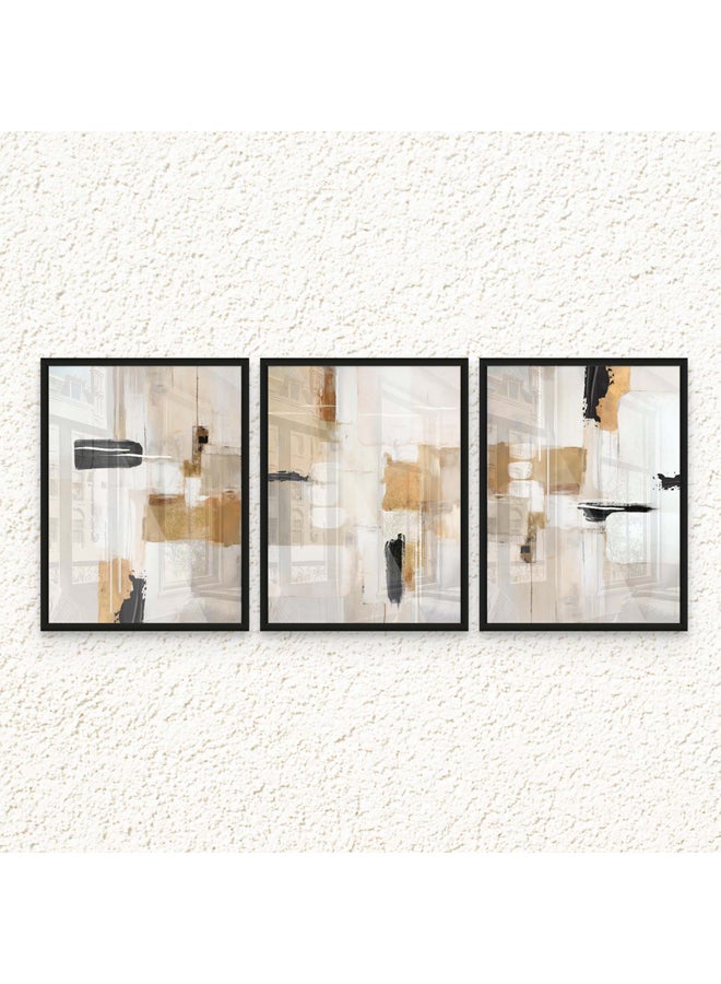 Art Decor Art Decor Framed Fine Art Set of 3 Abstract Modern Wall Art Print Vibrant Contemporary Abstract Portrait Wall Décor for Home Living Room Bedroom Office Gifting  - Image 1