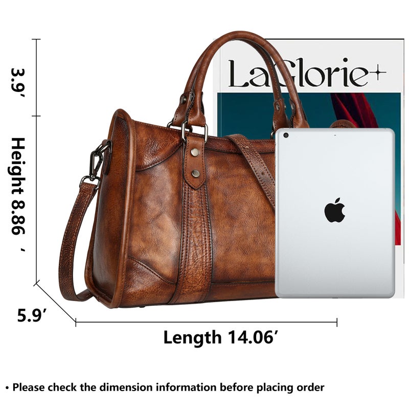 Iswee Womens Genuine Leather Handbags Tote Bag Shoulder Bag Top Handle Satchel Designer Ladies Purse Hobo Crossbody Bags(I19004-Coffee) - Image 4