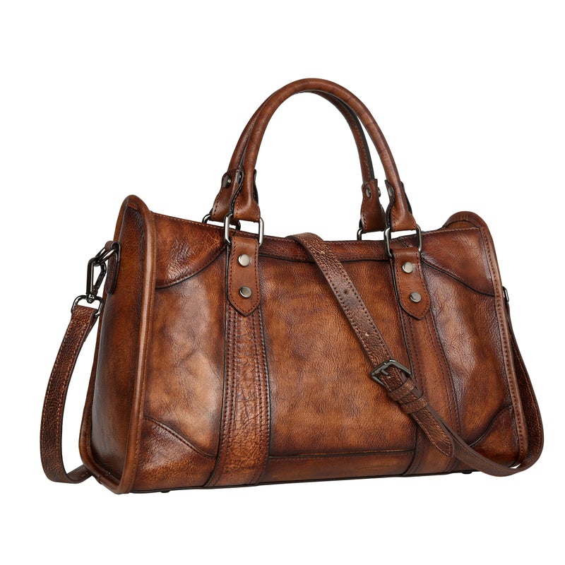 Iswee Womens Genuine Leather Handbags Tote Bag Shoulder Bag Top Handle Satchel Designer Ladies Purse Hobo Crossbody Bags(I19004-Coffee) - Image 1