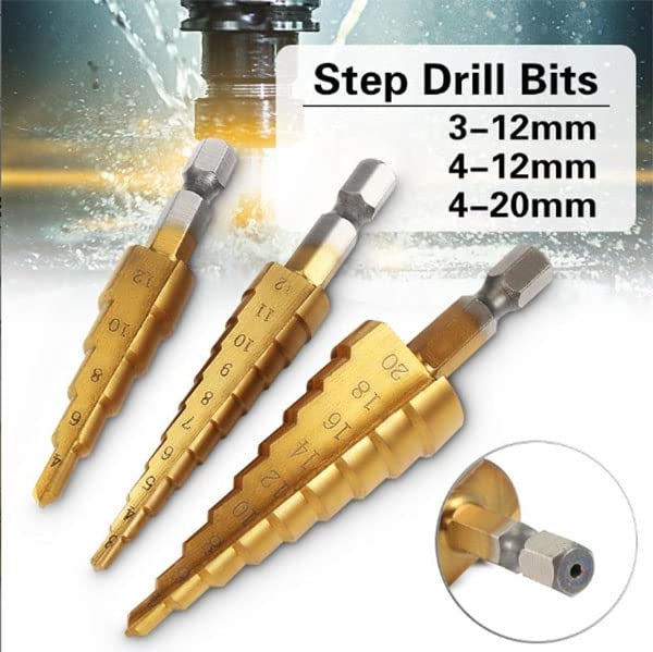 yadav Titanium Plated Step Drill Bit High Speed Steel Hole Cutter 41220 32mm for thin wood metal plate plastic plates pull grooving - Image 4
