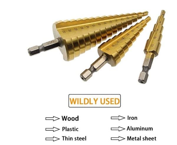 yadav Titanium Plated Step Drill Bit High Speed Steel Hole Cutter 41220 32mm for thin wood metal plate plastic plates pull grooving - Image 5