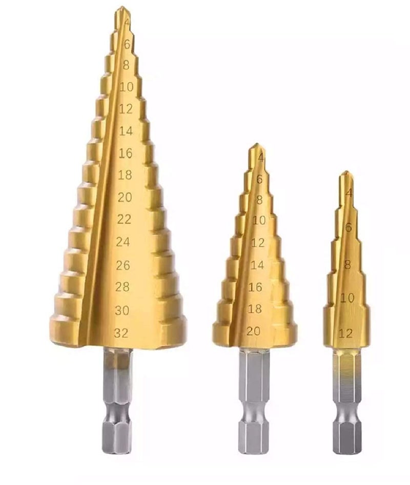 yadav Titanium Plated Step Drill Bit High Speed Steel Hole Cutter 41220 32mm for thin wood metal plate plastic plates pull grooving - Image 1