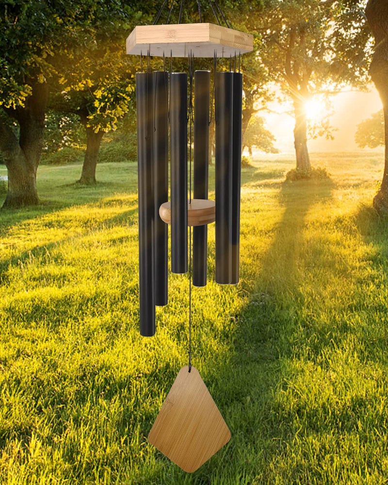 Howarmer Wind Chimes 30 Inches Deep Tone Memorial Wind Chimes with Hook for Mother's Day/Housewarming/Christmas, Patio, Garden, Yard, Home Decor, Black - Image 1